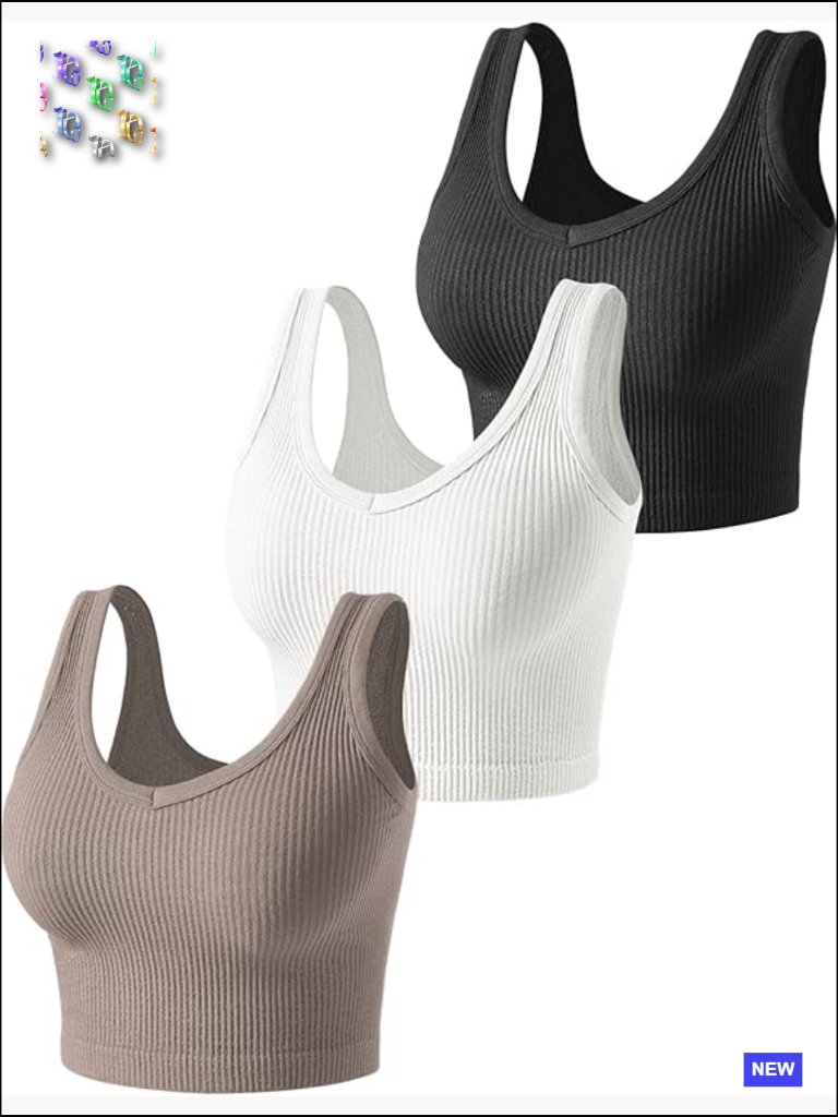 Ribbed Crop Tank Tops 3-Pack Seamless Knit Going Out Tops Women's Summer
